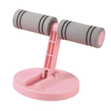 Imagem de oshhni Barra para abdominais, equipamento de treinamento abdominal com ventosa forte, treino doméstico, dobrável, para construção muscular, auxiliar portátil, Rodada Rosa