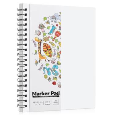 Imagem de Bloco de papel marcador de 61,2 kg/200 g/m², caderno de esboço de marcador dupla face, 30 folhas, bloco de esboço de papel artístico, pintura suave, papel marcador de álcool para colorir para