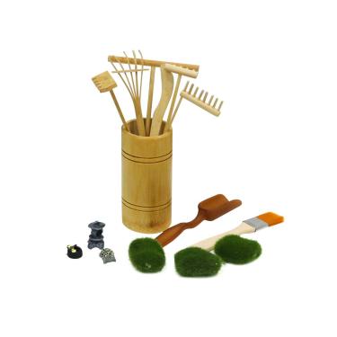Imagem de BangBangDa Mini Zen Garden Rake Tool – Kits de jardim de areia para meditação de mesa com argolas de musgo e suporte de estatuetas para colher de pincel