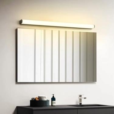 Imagem de GZZBMY Luz de Espelho LED Arandelas de Parede de Banheiro Moderno Longo Alumínio Arandela Metal Impermeável Iluminação de Parede Interna para Maquiagem Mesa de Vaidade Quarto (Luz Quente Preta, 50 cm)