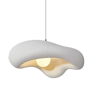 Imagem de Luminária pendente de resina criativa em forma de disco voador, luminária pendente de teto com base E26/27 minimalista japonesa com altura ajustável para balcão de ilha de cozinha e sala de