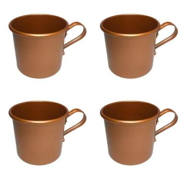 Imagem de Kit Jogo 4 Caneca Copo Moscow Mule Alumínio Cor Cobre 250ml - Casa Pal