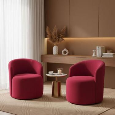 Imagem de Kit 02 Poltronas Curva Orgânica Nature Gaia Veludo Vermelho - Montanar