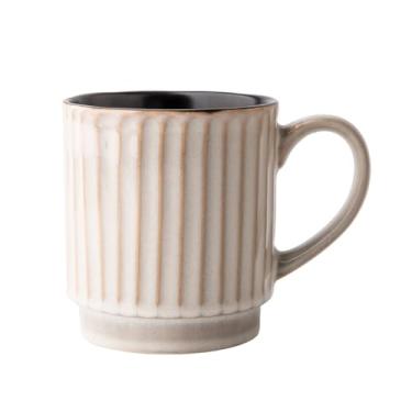 Imagem de URGDWEKJY Caneca de viagem em relevo retrô 500 ml copo de água de cerâmica cafeteria restaurante xícara de café adequada para escritório família xícara de café reutilizável