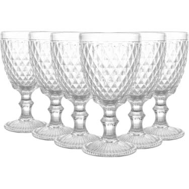 Imagem de Conjunto 6 Taças de Vidro Bico de Abacaxi 325ml – Design Clássico em Relevo, Ideal para Água, Sucos e Drinks – Transparente e Elegante