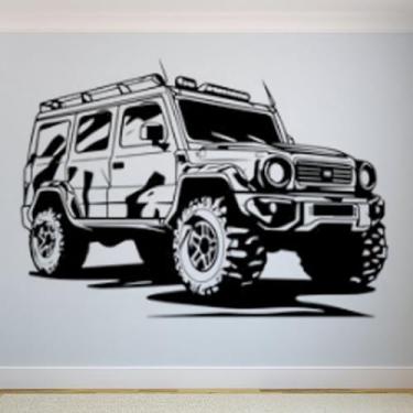 Imagem de Adesivos de parede de veículos off-road, pôsteres de parede Jeep, decalques artísticos de carro, decorações de quarto infantil, murais 130 x 105 cm