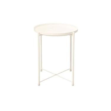 Imagem de Mesa de centro pequena mesa de centro moderna moderna metal pequena mesa de centro sofá mesa lateral sala de estar quarto móveis de escritório mesa de quarto (branca)