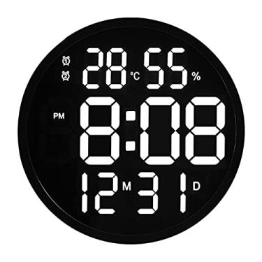 Imagem de Relógio para sala de estar com visor digital redondo, temperatura e umidade, exibição de data, despertador (tamanho B) Eficácia