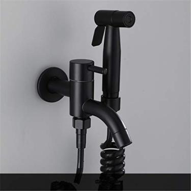 Imagem de CUTPOIY Torneira de bidê de vaso sanitário pulverizador portátil conjunto de bidê pulverizador pistola spray de vaso sanitário para prateleira de banheiro chuveiro preto latão vaso sanitário, estilo B