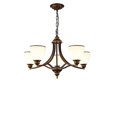 Imagem de YQSLQZZ Luminária de teto semi embutida, lustre de vidro grande vintage americano, base de parafuso E27, para sala de estar, quarto, sala de jantar, cozinha, ilha, hotel, lobby