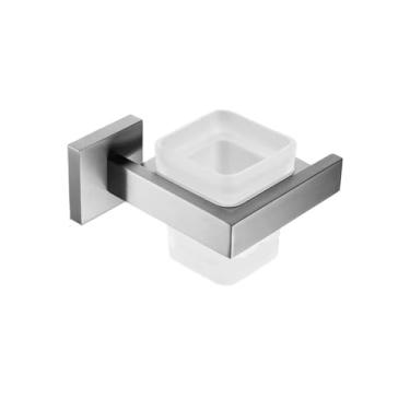 Imagem de Ferragens de banheiro acessórios de ferragens de banheiro conjunto de barra de toalha de aço inoxidável 304 gancho quadrado de roupas suporte de toalha de papel escova de vaso sanitário elegante