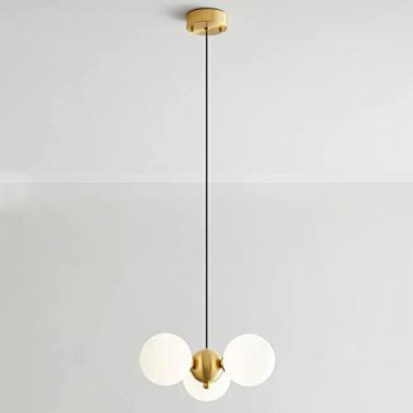 Imagem de YQSLQZZ Candelabro Sputnik, globo de vidro de meados do século, luz pendente para sala de jantar, iluminação decorativa acima da mesa de jantar, luzes de teto suspensas, altura ajustável, para sala de
