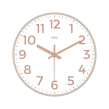 Imagem de WYUYIWH Relógios de parede relógio simples e atmosférico moderno casa sala de estar estudo luz luxo relógio de parede silencioso decoração relógio de parede (cor: 1, tamanho: 35,5 cm)