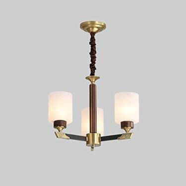 Imagem de YQSLQZZ Lustre de latão americano, luminária pendente vintage para casa de fazenda, luz de teto decorativa para pendurar no teto, base E27, altura ajustável, para sala de estar e quarto