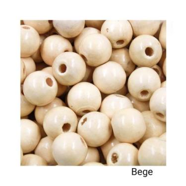Imagem de Bolinhas De Madeira 15mm Com Furo 50 Unidades DIY - Doce Ternura, Bege