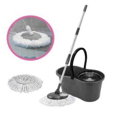 Imagem de Mop Giratorio Balde 9 Litros Com Cesto Inox Cor Preto - M&E Store