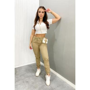 Imagem de Calça jogger Preta - Prirre Jeans, Bege, 40 ao 52