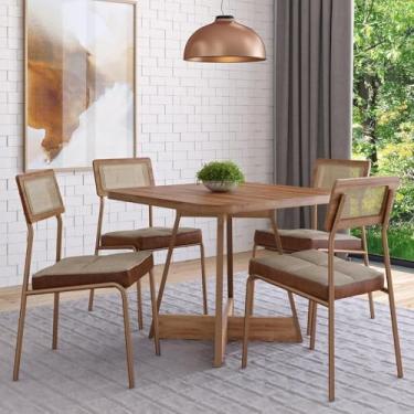 Imagem de Conjunto Sala de Jantar 4 Cadeiras Margarida Carraro Nogal