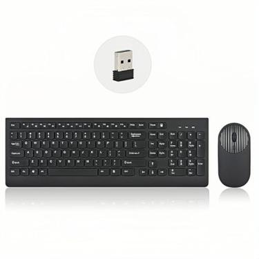 Imagem de Conjunto de teclado e mouse sem fio, compacto e silencioso, conjunto de teclado e mouse sem fio, design de 2,4 G para Windows, computador, desktop, PC, notebook, laptop - preto