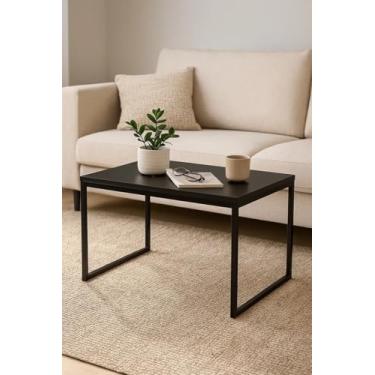 Imagem de Mesa de Centro Industrial, 60x35x40 cm, Metal Preto, Estilo Moderno para Sala