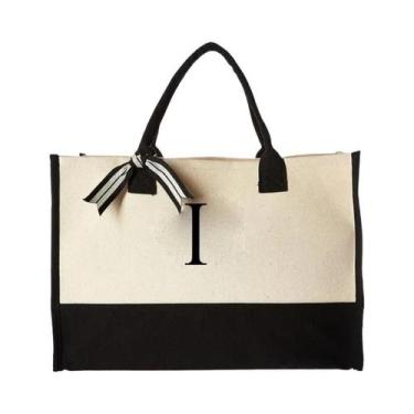 Imagem de Bolsa Tote de Lona com Grande Capacidade - Design Moderno com Letras e