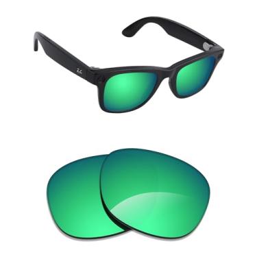 Imagem de Alphax Lentes de reposição espelhadas não polarizadas verde-esmeralda para óculos de sol Ray-Ban Clubmaster RB4416 53 mm