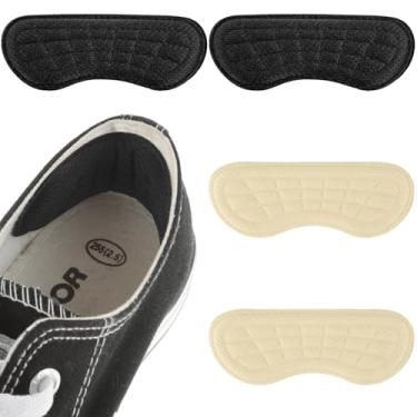 Imagem de 2 pares de almofadas autoadesivas de malha para sapatos soltos, homens e mulheres, protetores de enchimento de calcanhar nas costas (5 mm, preto + damasco)