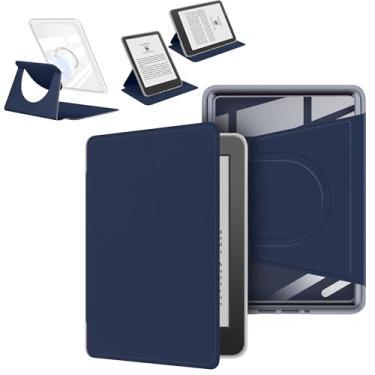 Imagem de enoxboo Capa para Kindle Paperwhite 7ª/6ª/5ª geração (2015/2013/2012), Com Parte Traseira Transparente, Capa Protetora Magnética Removível com Suporte Ajustável, 6 Polegadas