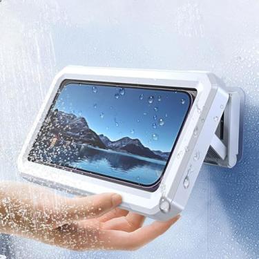 Imagem de Suporte de telefone de chuveiro à prova d'água - capa giratória de 360°/480°, retrátil e ajustável, mantém seu celular seguro contra água, ideal para banheiro, suportes de parede, acessórios de