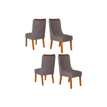 Imagem de Kit 4 Cadeiras Sala Jantar Jade 4 Un Freijó-suede Lunar - Dj Móveis