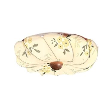 Imagem de Luz de teto Luminária de teto tecido para quarto, estilo chinês, formato pétala, sala estudo, luminária antigo