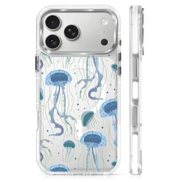 Imagem de OKBUOK Capa para iPhone 17 Pro Max [compatível com Magsafe], capa magnética transparente de silicone à prova de choque com padrão água-viva do oceano