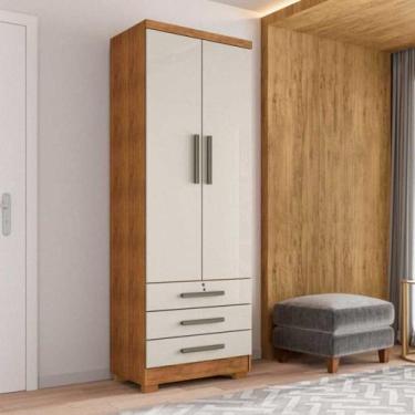 Imagem de Guarda Roupa Solteiro Floripa 2 Portas 3 Gavetas Com Cabideiro Cedro /