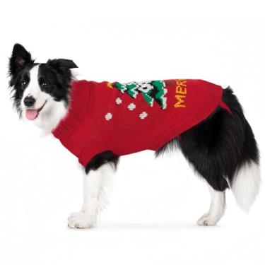 Imagem de Pawfun Suéter aconchegante com gola rolê para cães – Suéter de Natal para cães, malha macia e quente, para meninos e meninas, roupa de clima frio para filhotes pequenos, médios e grandes, árvore