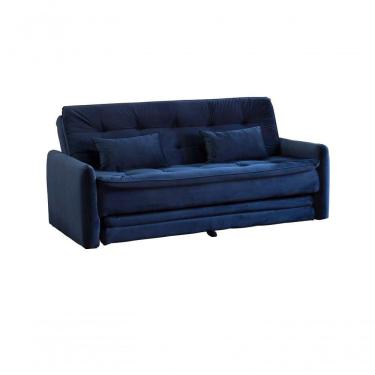 Imagem de Sofá Cama Reclinável Com Cama Auxiliar - Veludo Azul Marinho