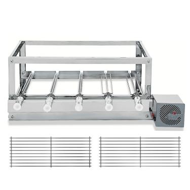 Imagem de Churrasqueira Gira Grill Artinox - 100% Inox - 5 Espetos Giratórios + 2 Grelhas Móveis Auxiliares, motor Direito