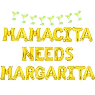 Imagem de Wonmelody Margarita Bachelorette Party Decor Gold Mamacita Needs a Margarita Balloon Banner Cinco De Mayo Party Decor Mexican Fiesta Supplies for Cocktail Tequila Birthday Bridal Shower
