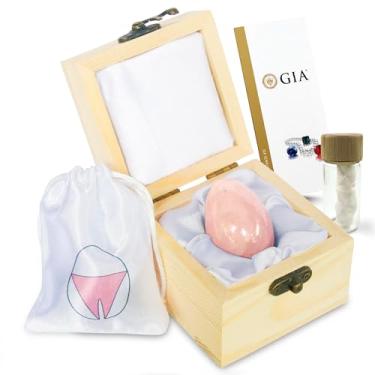 Imagem de Exercitador de assoalho pélvico para mulheres - Ovo Kegel de quartzo rosa com cordão | Pedra natural certificada para exercícios de Kegel, recuperação pós-parto, suporte para menopausa e prolapso |