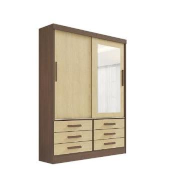 Imagem de Guarda Roupa Casal Meridian com Espelho 2 Portas 6 Gavetas sem pés - D
