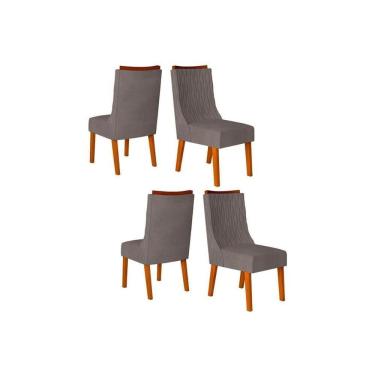 Imagem de Kit 4 Cadeiras Sala Jantar Jade 4 Un Freijó-suede Lunar - Dj Móveis