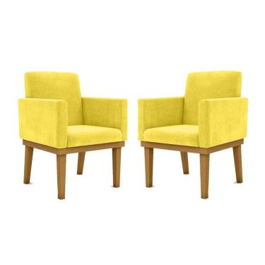Imagem de Kit 02 Cadeiras C/Base Mesa/Estudos Poltrona amarelo