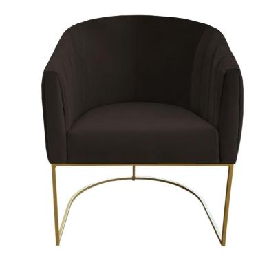 Imagem de Poltrona Julia Com Base De Ferro Sala De Estar Escritório Recepção Clinica Suede Marrom D'classe Decor