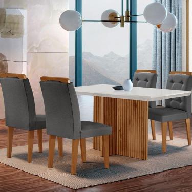 Imagem de Mesa Olímpia 120cm Mdf Canto Reto Com 4 Cadeiras Carol