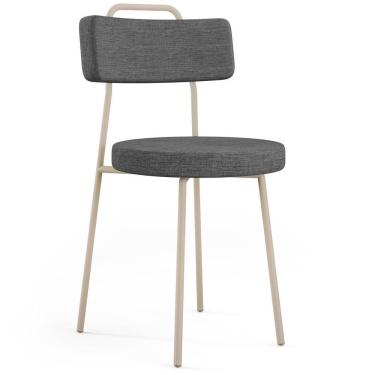 Imagem de Cadeira Decorativa Estofada Para Sala De Jantar Barcelona Arena L02 Linho Cinza Escuro - Lyam