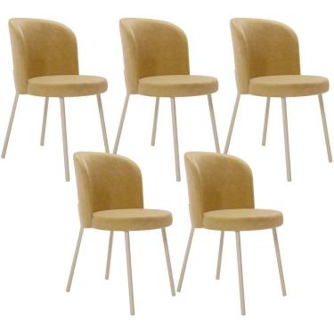 Imagem de Kit 5 Cadeiras Sala De Jantar Estofada Gavi Arena L02 Couríssimo Fendi Lyam Decor