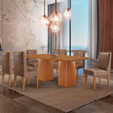 Imagem de Mesa De Jantar Eloise 180cm Tampo Mdf 6 Cadeiras Moderna Tork/naturale