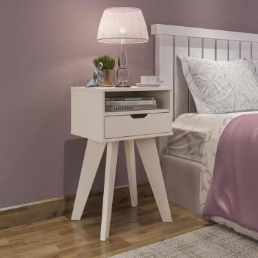 Imagem de Mesa Lateral Retrô Com Gaveta Multimóveis Cr45135 Off White Off White