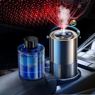 Imagem de Ambientador de carro inteligente, aromatizador de ar para carro, fragrância natural de 150 ml, 300 dias de longa duração, difusor de óleo essencial com projetor de estrela e luz ambiente de chama