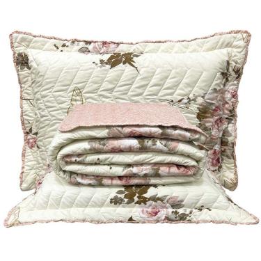 Imagem de Kit Cobre Leito Colcha Lislie King 3 Peças  Buque Rosê