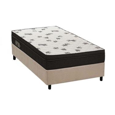 Imagem de Cama Box Solteiro: Colchão Espuma Ortobom D45 Light Saúde Ortopilow + Base Crc Suede Clean(88X188)